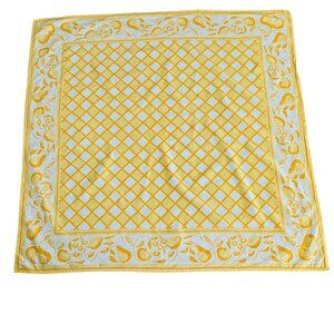 Vintage Yellow And White Pear Print Cotton Square Table Cloth